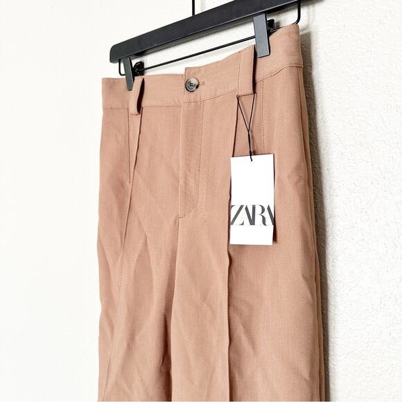 Zara Pants Womens Mid-Rise Françoise Culottes Cropped Office Career Brown XS - Picture 3 of 7
